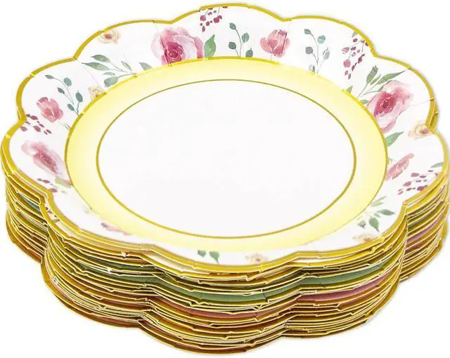 Alt view image 7 of 7 - Fancy Land Floral Paper Plates 7.28 Inches Vintage Small 24 ct, Tea Party | Tea Party Supplies