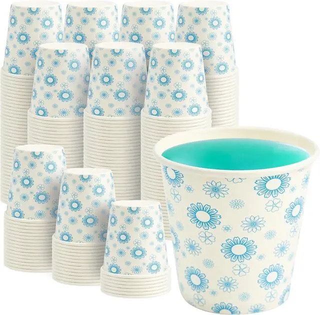 Main image of RACETOP 3 oz Bathroom Cups 300 Pack, Small Paper Cups, White Floral | Leak-proof Paper, Disposable, White Floral Pattern, Mini Mouthwash Cups for Bathroom, Party, Travel, Events, Picnic