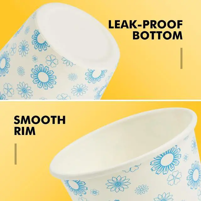 Alt view image 3 of 7 - RACETOP 3 oz Bathroom Cups 300 Pack, Small Paper Cups, White Floral | Leak-proof Paper, Disposable, White Floral Pattern, Mini Mouthwash Cups for Bathroom, Party, Travel, Events, Picnic