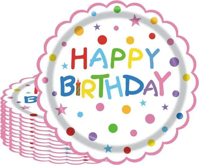 Main image of 50Pcs Birthday Paper Plates 7inch Party Dessert Plates Supplies Colorful Dinnerware Kit for Wedding,Birthday,Baby Shower Office Party Decorations (multi-colored)