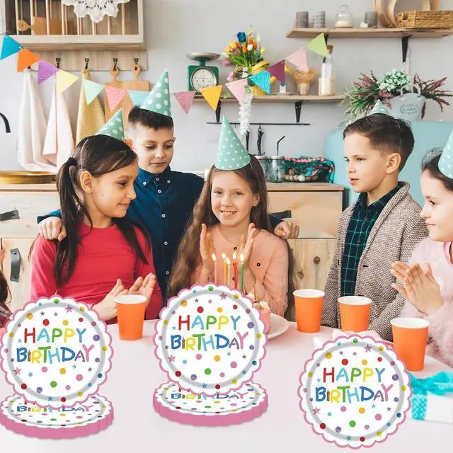 Alt view image 5 of 7 - 50Pcs Birthday Paper Plates 7inch Party Dessert Plates Supplies Colorful Dinnerware Kit for Wedding,Birthday,Baby Shower Office Party Decorations (multi-colored)