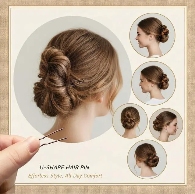 Alt view image 4 of 6 - 150 Pcs Professional Hair Pins Set - 50 Wavy & 50 Curved Black Bobby Pins (2.2") + 50 Brown U-Shaped Bun Pins (2.36"),Rust & Fade Proof, with Ball Tips & Storage Box