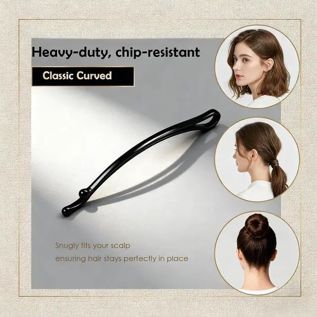 Alt view image 5 of 6 - 150 Pcs Professional Hair Pins Set - 50 Wavy & 50 Curved Black Bobby Pins (2.2") + 50 Brown U-Shaped Bun Pins (2.36"),Rust & Fade Proof, with Ball Tips & Storage Box