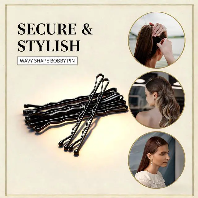 Alt view image 6 of 6 - 150 Pcs Professional Hair Pins Set - 50 Wavy & 50 Curved Black Bobby Pins (2.2") + 50 Brown U-Shaped Bun Pins (2.36"),Rust & Fade Proof, with Ball Tips & Storage Box