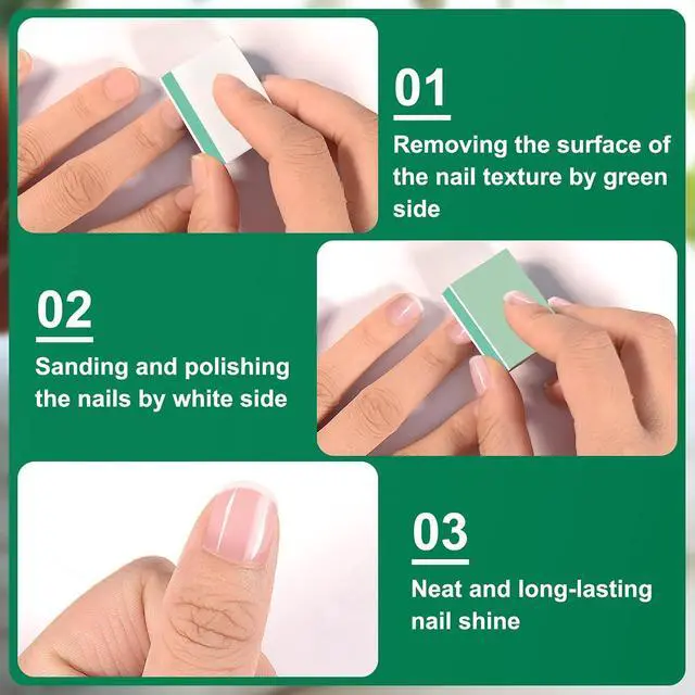 Alt view image 3 of 7 - CGBE 50 Count Mini Nail Buffer and Shine Kit, 1000/4000 Grit, Green | Mini Nail Buffers, Fingernail Smoother, Nail Shine Buffer Blocks, Polishing File, For Natural Nails