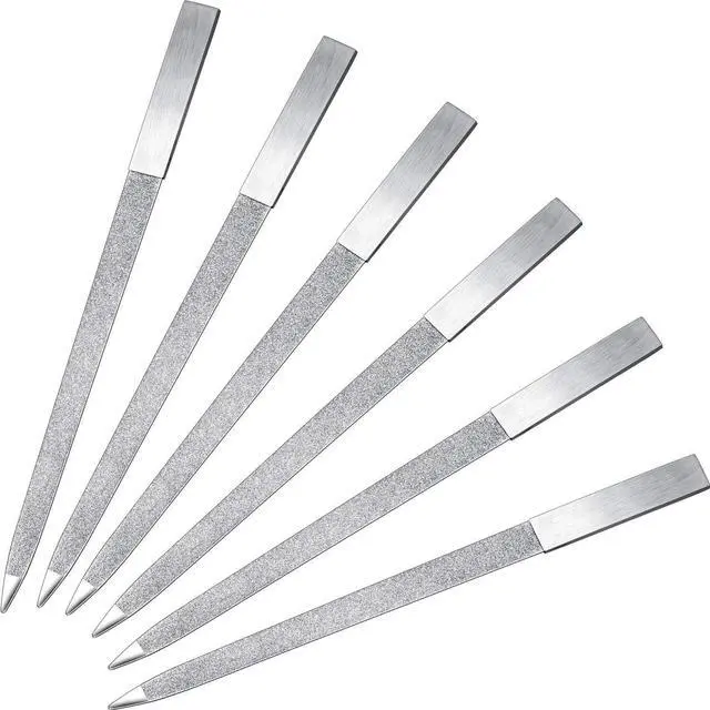 Main image of Mudder 6 Pieces Diamond Nail File Stainless Steel Double Side Nail File Metal Buffer Women Men Fingernails Toenails Manicure for Salon and Home, Silver(7 Inch)