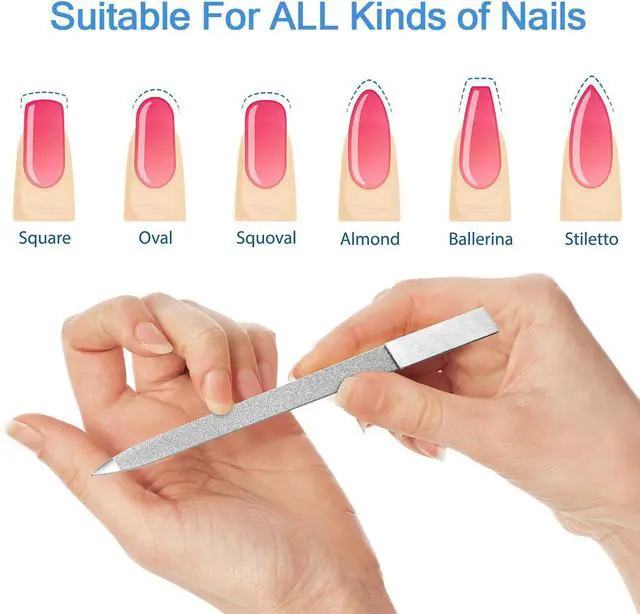 Alt view image 3 of 6 - Mudder 6 Pieces Diamond Nail File Stainless Steel Double Side Nail File Metal Buffer Women Men Fingernails Toenails Manicure for Salon and Home, Silver(7 Inch)