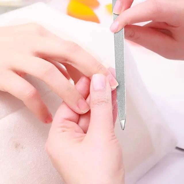 Alt view image 5 of 6 - Mudder 6 Pieces Diamond Nail File Stainless Steel Double Side Nail File Metal Buffer Women Men Fingernails Toenails Manicure for Salon and Home, Silver(7 Inch)