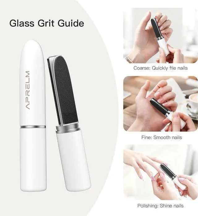 Alt view image 3 of 6 - APRELM Portable 3-in-1 Glass Nail File with Case, Reusable 3-Sided Nail Files and Buffers for Natural Nails, Coarse/Fine/Polishing Mini Nail Files for Travel Outdoor Home (White)