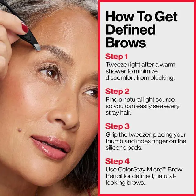 Alt view image 7 of 7 - Revlon Comfort + Control Tweezer, 1 Count | Easy to use eyebrow tweezers with a wide comfort grip for precise, controlled hair removal.