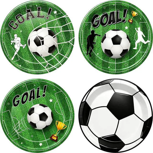 Main image of 48 Pcs Soccer Dessert Plates for Birthday Party, 7 Inch Disposable Paper Plates in 4 Colors, Soccer Party Supplies for Boys Girls Kids, Sports Theme Decorations for Team Party & Game Day