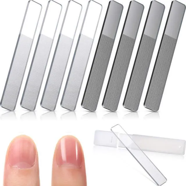 Main image of 8 Pieces Glass Nail File Fingernail Polisher Shiner Glass Natural Files Crystal Nail Shiner Buffer Polisher with Case for Natural Fingernail
