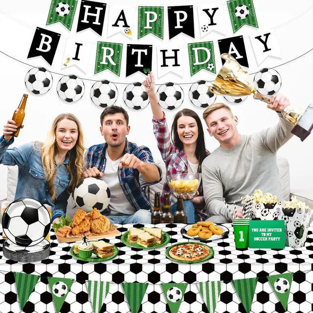 Alt view image 7 of 7 - 48 Pcs Soccer Dessert Plates for Birthday Party, 7 Inch Disposable Paper Plates in 4 Colors, Soccer Party Supplies for Boys Girls Kids, Sports Theme Decorations for Team Party & Game Day