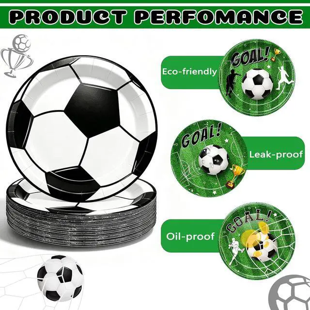 Alt view image 5 of 7 - 48 Pcs Soccer Dessert Plates for Birthday Party, 7 Inch Disposable Paper Plates in 4 Colors, Soccer Party Supplies for Boys Girls Kids, Sports Theme Decorations for Team Party & Game Day