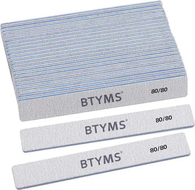 Main image of BTYMS 80/80 Grit Nail File - 25Pcs Professional Double-Sided Coarse Emery Boards for Shaping Acrylic & Gel Nails