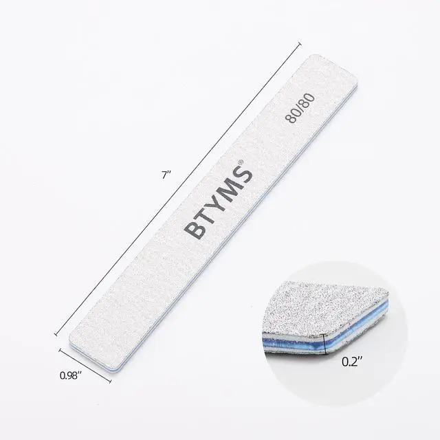 Alt view image 4 of 7 - 10 Count 80/80 Grit Rectangle Nail Files for Acrylic Nails, Reusable Buffering Files Double Sided Emery Boards for Nails