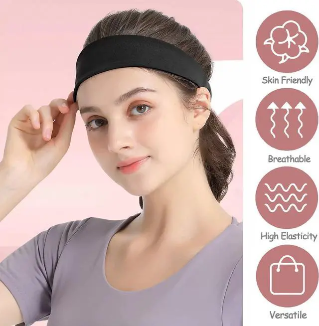 Alt view image 4 of 7 - Headbands for Women Non Slip, 9Pcs Soft Elastic Hair Bands for Women's Hair, Fashion Stretchy Fabric Sweat Bands Headbands for Daily Workout Yoga Running Sports