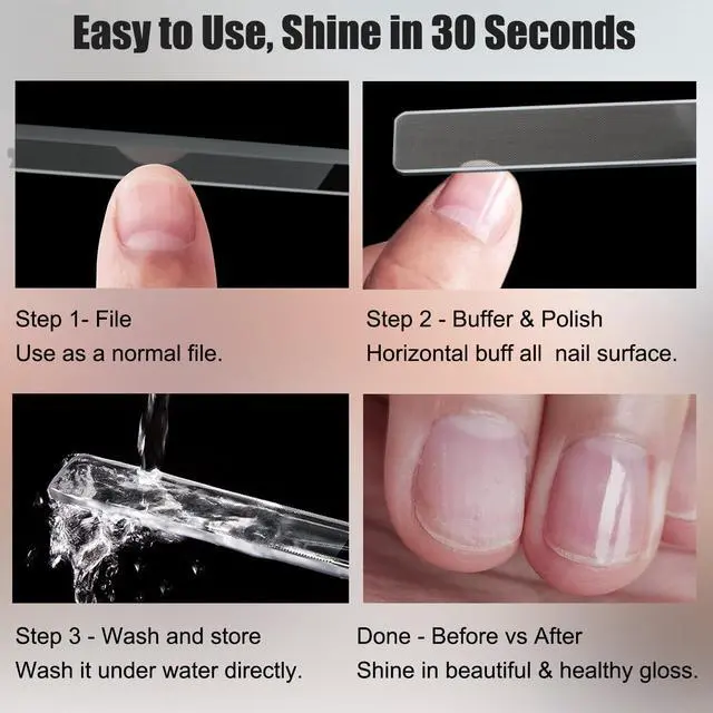 Alt view image 4 of 7 - Nano Glass Nail Shiner, Multi-Purpose Nail Buffer Kit, 2 Pack | Fine Crystal Nail Buffer for Shaping Buffing and Polishing Natural Nails, Professional Manicure Tool for Home and Salon Use