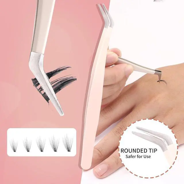 Alt view image 3 of 7 - 5 Pcs Lash Extension Tweezers, Lash Tweezers for Eyelash Extension, Straight and Curved Eyelash Tweezers, For Professional Eyelash Extension Artists, Girls, Women, Beginners
