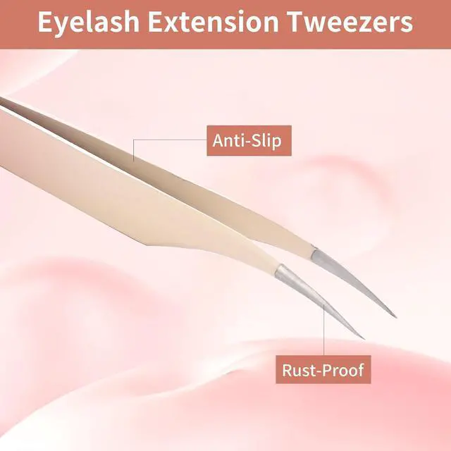 Alt view image 6 of 7 - 5 Pcs Lash Extension Tweezers, Lash Tweezers for Eyelash Extension, Straight and Curved Eyelash Tweezers, For Professional Eyelash Extension Artists, Girls, Women, Beginners