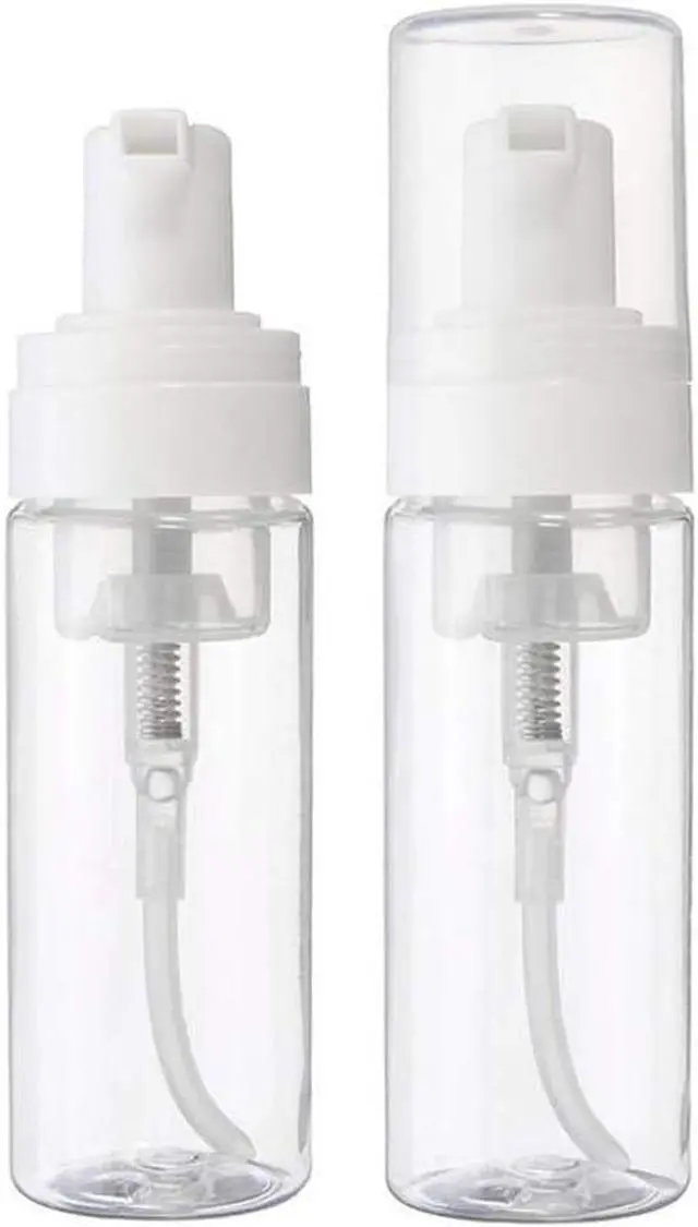 Main image of 2-Piece Plastic Foamer Bottle Clear Pump Dispenser Mini Travel Size Foaming Soap Face Wash 1.7 Oz, No leaks!