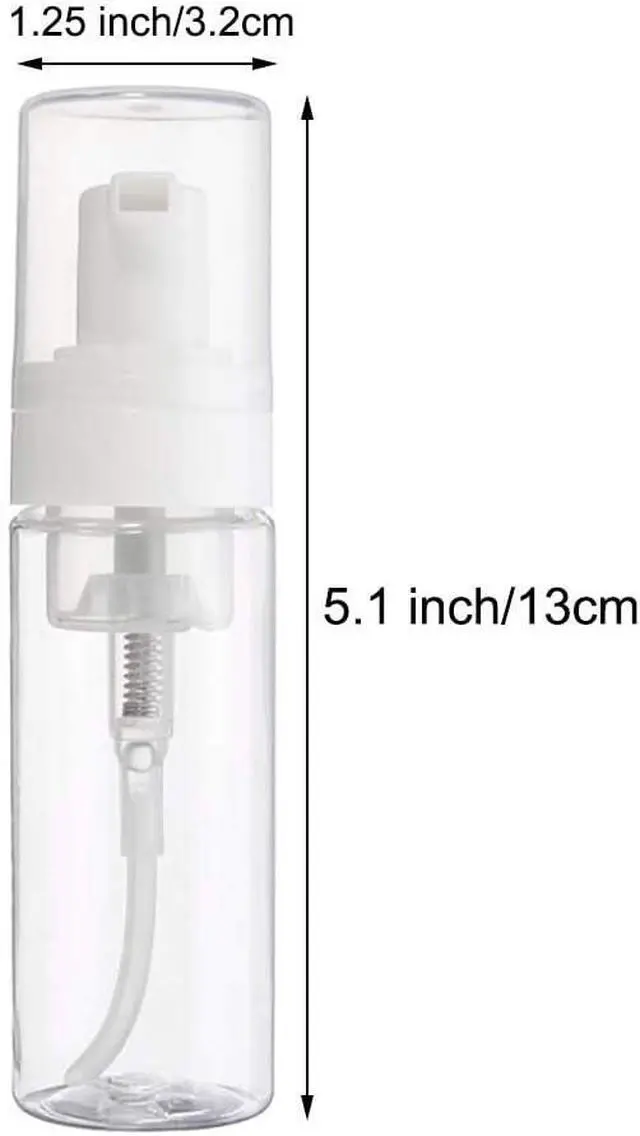 Alt view image 4 of 7 - 2-Piece Plastic Foamer Bottle Clear Pump Dispenser Mini Travel Size Foaming Soap Face Wash 1.7 Oz, No leaks!