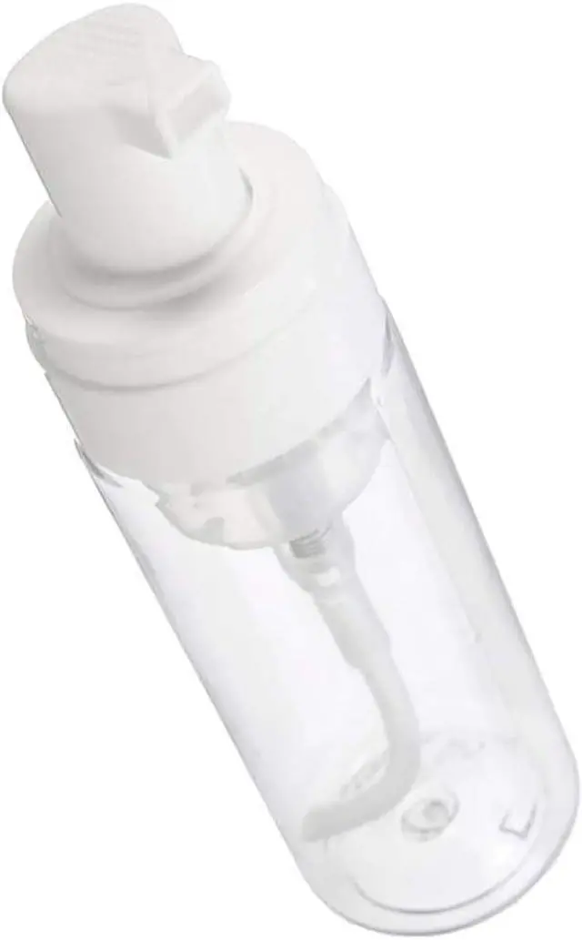 Alt view image 5 of 7 - 2-Piece Plastic Foamer Bottle Clear Pump Dispenser Mini Travel Size Foaming Soap Face Wash 1.7 Oz, No leaks!