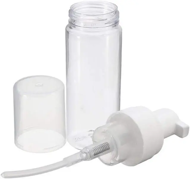 Alt view image 6 of 7 - 2-Piece Plastic Foamer Bottle Clear Pump Dispenser Mini Travel Size Foaming Soap Face Wash 1.7 Oz, No leaks!