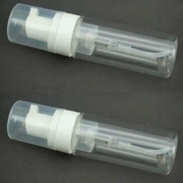 Alt view image 7 of 7 - 2-Piece Plastic Foamer Bottle Clear Pump Dispenser Mini Travel Size Foaming Soap Face Wash 1.7 Oz, No leaks!