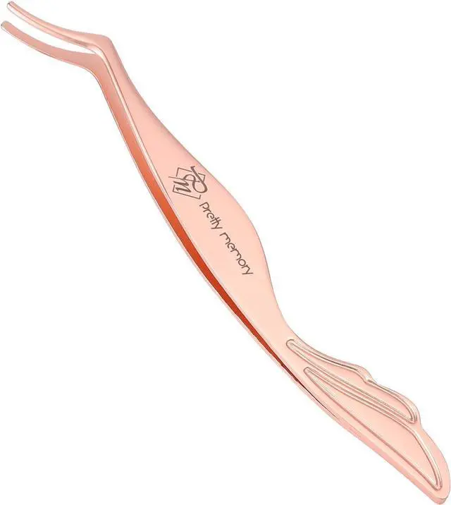Main image of Pretty memory Eyelash Applicator Tool Stainless Steel Lash Tweezers | Curved Eyelash Tweezers for Easy Lash Application and Removal, Rose Gold