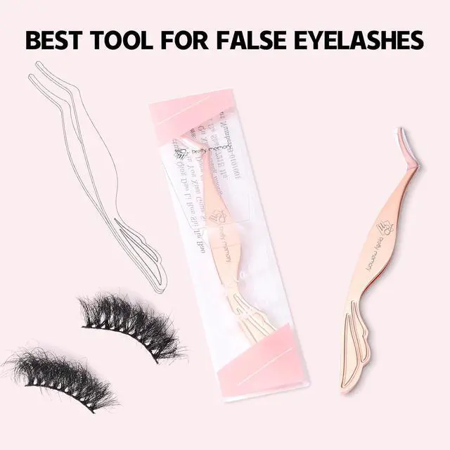 Alt view image 3 of 7 - Pretty memory Eyelash Applicator Tool Stainless Steel Lash Tweezers | Curved Eyelash Tweezers for Easy Lash Application and Removal, Rose Gold
