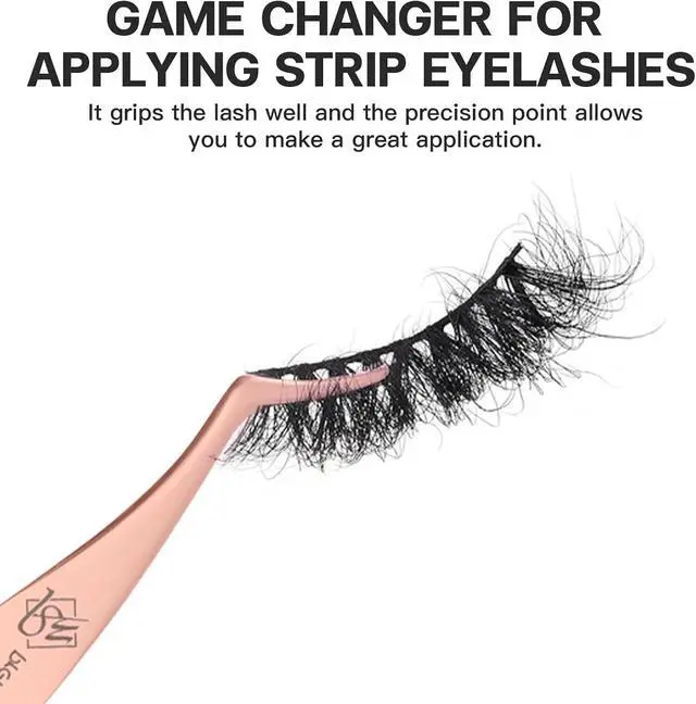 Alt view image 4 of 7 - Pretty memory Eyelash Applicator Tool Stainless Steel Lash Tweezers | Curved Eyelash Tweezers for Easy Lash Application and Removal, Rose Gold