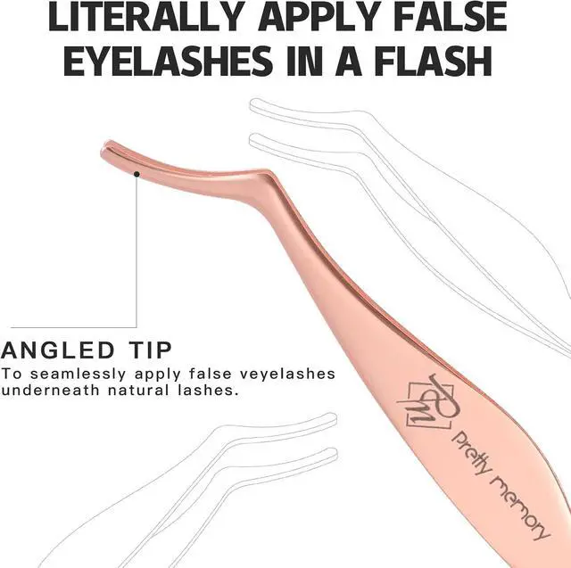 Alt view image 5 of 7 - Pretty memory Eyelash Applicator Tool Stainless Steel Lash Tweezers | Curved Eyelash Tweezers for Easy Lash Application and Removal, Rose Gold