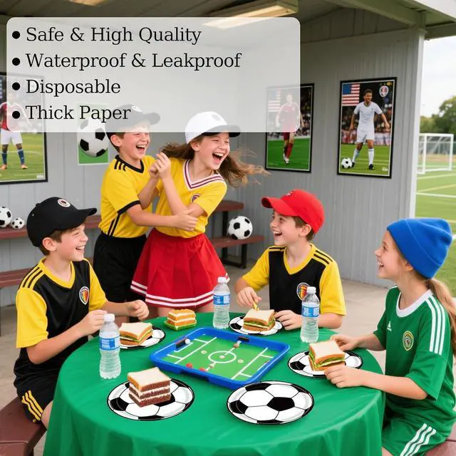 Alt view image 3 of 7 - 50PCS Soccer Party Paper Plates 7 Inch, Disposable Soccer Birthday Party Supplies Cake Dessert Plates for Birthday Baby Shower Sports Theme Decorations (Soccer)