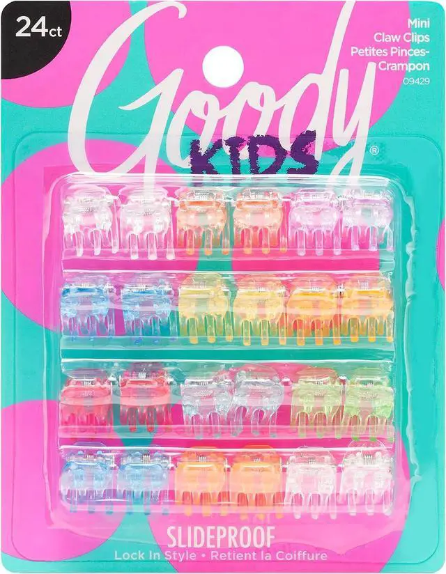 Main image of Goody Classics Mini Claw Clips - 2 Count (Pack of 1), Assorted Colors - Great for Easily Pulling Up Your Hair - Pain-Free Hair Accessories for Women, Men, Boys and Girls