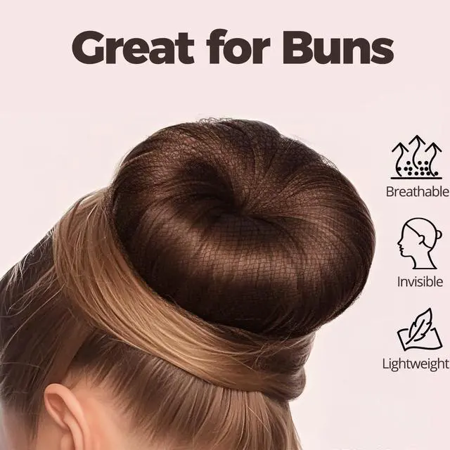 Alt view image 5 of 7 - 130pcs Hair Nets for Buns Set, 30pcs Dance HairNets(20'' & 12'') | for Ballet Girls/Women, Invisible, 100pcs Secure & Natural Bun Bobby Pins(2"), Brown Hair Bun Accessories