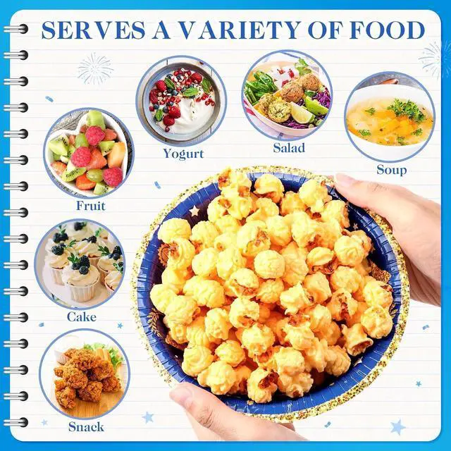 Alt view image 5 of 6 - Ziliny 50 Pcs 16 oz Graduation Party Supplies Congrats Grad Disposable Paper Bowls Bulk Class of 2026 Soup Serving Bowl for Cold and Hot Food Salad Cereal Snack Dinner Decoration, 2 Styles (Blue)