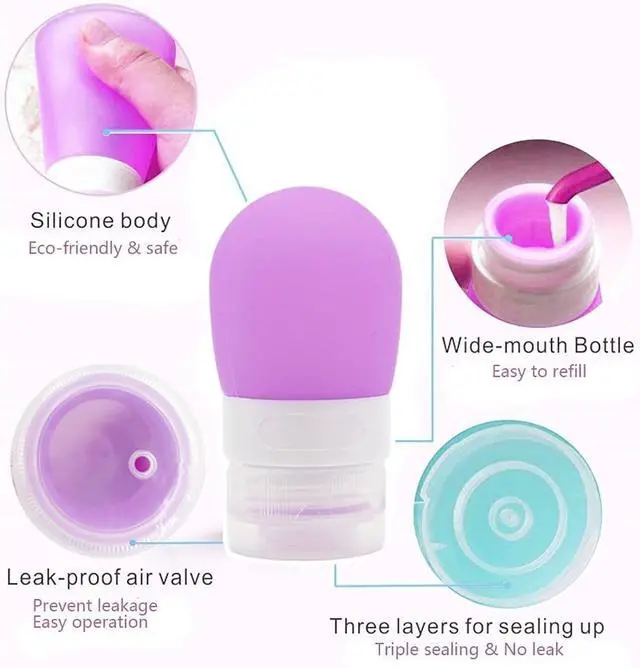 Alt view image 2 of 7 - Mziart Portable Soft Silicone Travel Bottles Travel Containers(1.3OZ, Pack of 3)