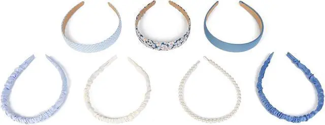 Alt view image 7 of 7 - Headbands for Women, Non Slip Flower & Pearl Hairband, Cute Fashion Wide Hair Bands,Multi-style Headband Pack Birthday Gift for Mother Girl Family Student Hair Accessories (Blue)