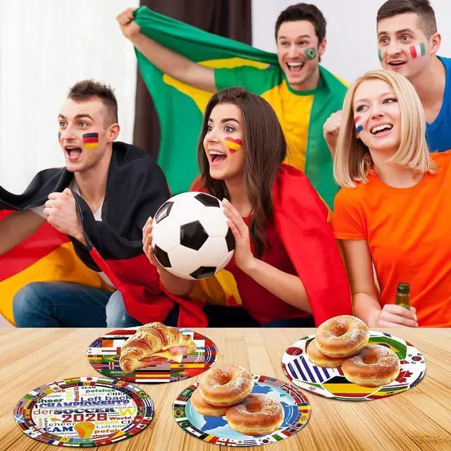 Alt view image 6 of 7 - 48Pcs World Cup 2026 Paper Plates - 7Inch International Flags Dessert Plates for Cake Salad Dessert Disposable Tableware Set for Birthday Soccer Themed Game Day Watch Party Supplies