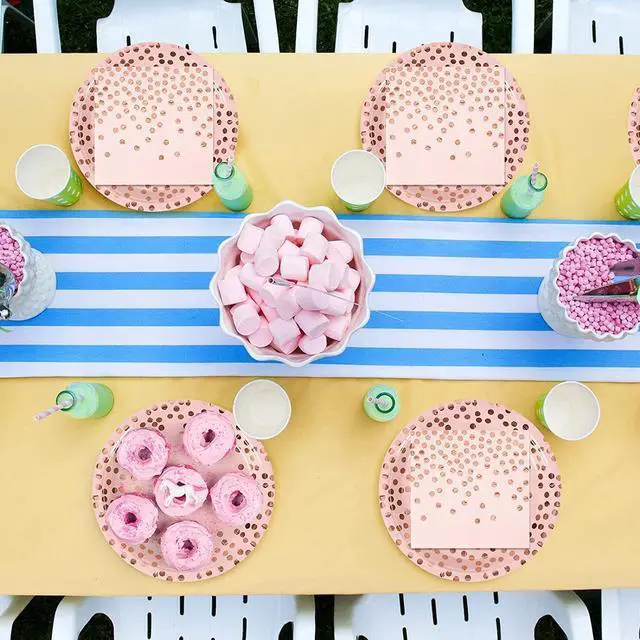 Alt view image 5 of 7 - Pink and Rose Gold Paper Plates-50 Pack- 25 * 7inch Paper Plates & 25 * 6.5inch Napkins,Pink Plates and Napkins Party Supplies for Birthdays,Baby Showers and All Occasions
