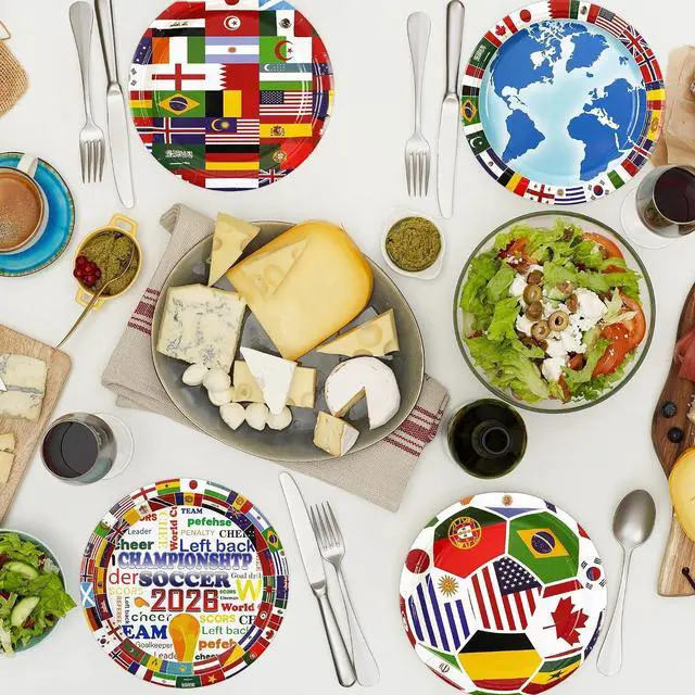 Alt view image 7 of 7 - 48Pcs World Cup 2026 Paper Plates - 7Inch International Flags Dessert Plates for Cake Salad Dessert Disposable Tableware Set for Birthday Soccer Themed Game Day Watch Party Supplies