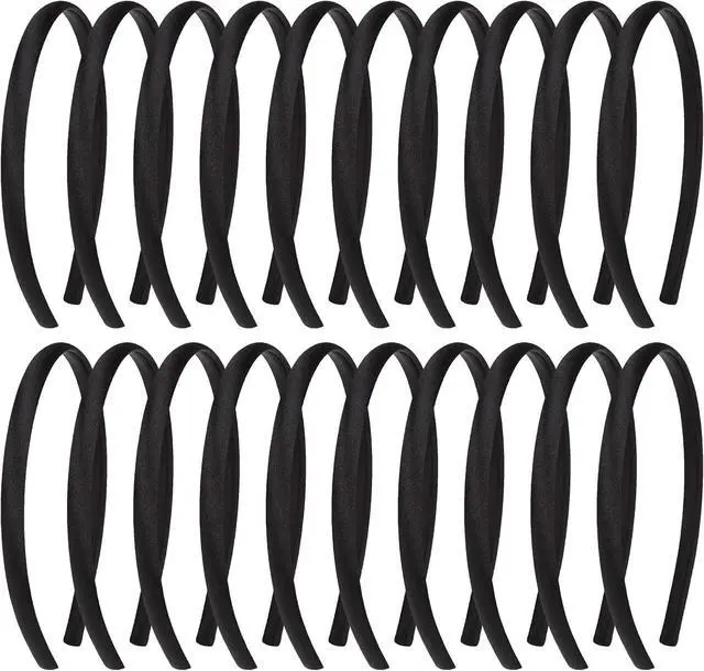 Main image of Fishdown 20 Pcs Black Headbands for Girls Skinny DIY Head Bands Hard Thin Headband with Teeth, 8mm Rubber Plastic Hairbands for Kids Teens Party Favors