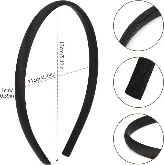 Alt view image 2 of 7 - Fishdown 20 Pcs Black Headbands for Girls Skinny DIY Head Bands Hard Thin Headband with Teeth, 8mm Rubber Plastic Hairbands for Kids Teens Party Favors