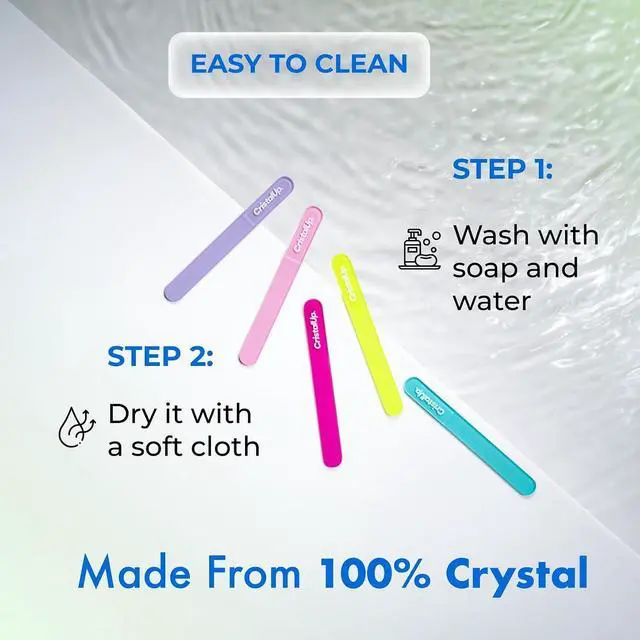 Alt view image 4 of 7 - Cristal UP Glass Nail File for Purse, Portable Crystal Manicure Tool | 4-inch size, tempered crystal glass, precision etched, reusable, washable, makeup bag, toiletry pouch