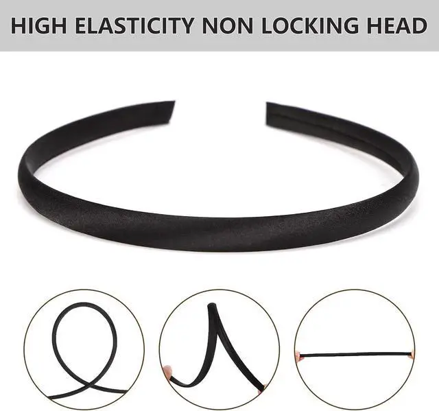 Alt view image 3 of 7 - Fishdown 20 Pcs Black Headbands for Girls Skinny DIY Head Bands Hard Thin Headband with Teeth, 8mm Rubber Plastic Hairbands for Kids Teens Party Favors