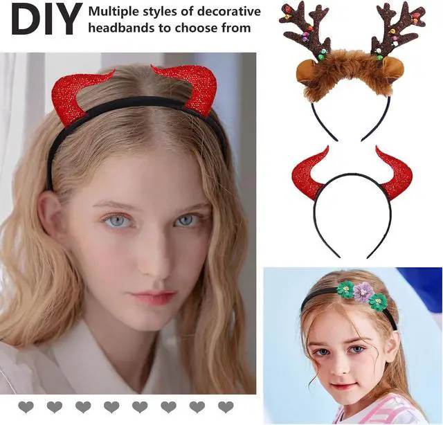 Alt view image 4 of 7 - Fishdown 20 Pcs Black Headbands for Girls Skinny DIY Head Bands Hard Thin Headband with Teeth, 8mm Rubber Plastic Hairbands for Kids Teens Party Favors