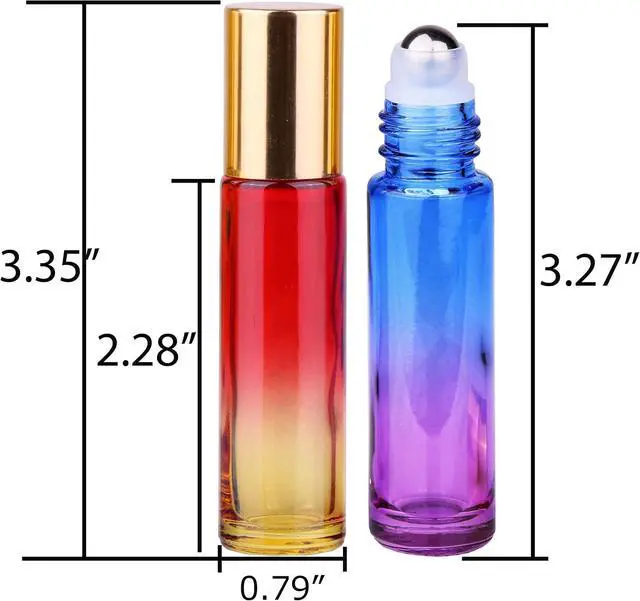 Alt view image 4 of 6 - inice 4 Pack 10ml Roller Bottles for Essential Oils,Gradient Color Glass Bottle Roll on Stainless Steel Ball with Golden Metal Cap