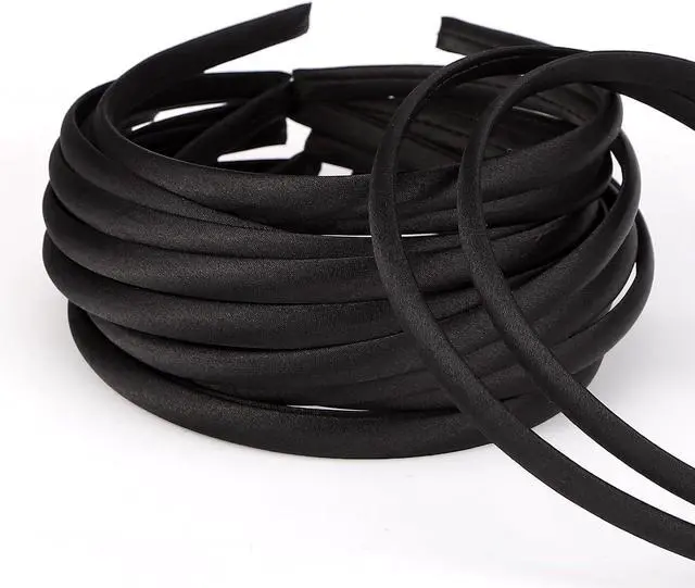 Alt view image 7 of 7 - Fishdown 20 Pcs Black Headbands for Girls Skinny DIY Head Bands Hard Thin Headband with Teeth, 8mm Rubber Plastic Hairbands for Kids Teens Party Favors