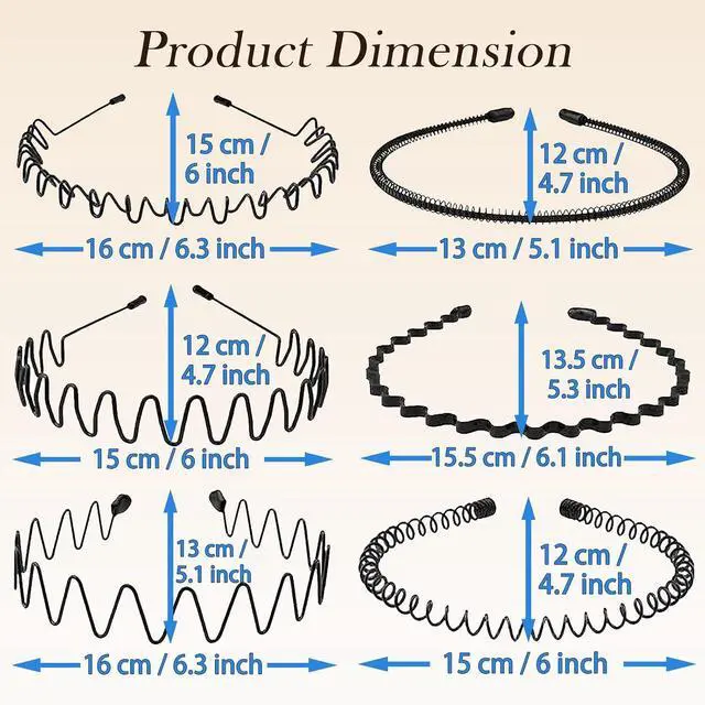 Alt view image 3 of 6 - Metal Headband for Men, Zigzag Wire with Teeth, Non-Slip Adjustable 6 Pack | Men's Zigzag Wire Headband with Non-Slip Teeth Adjustable Fit for Long Hair, Curly Hair, Workouts & Daily Wear